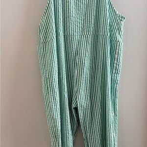 Green Striped Women's Jumpsuit